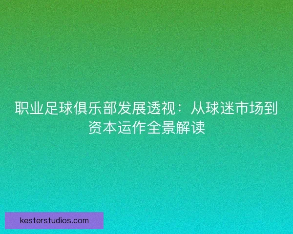 职业足球俱乐部发展透视：从球迷市场到资本运作全景解读