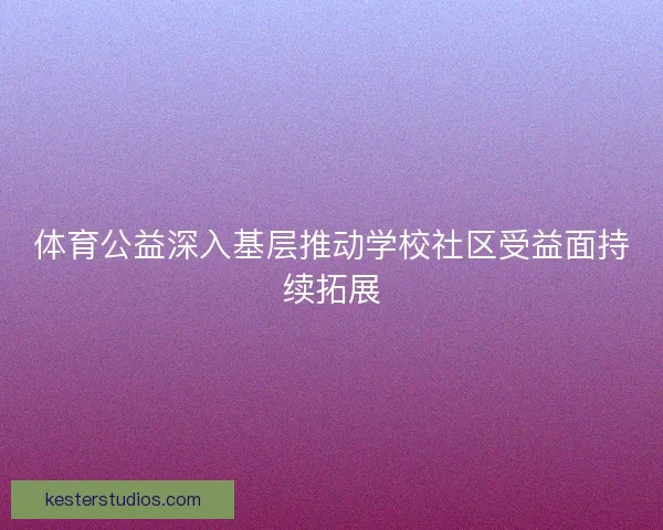 体育公益深入基层推动学校社区受益面持续拓展